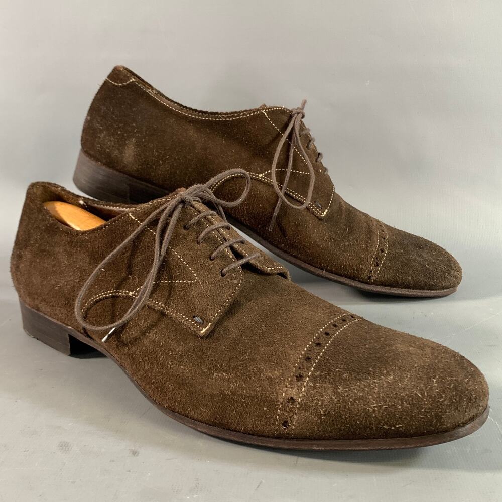 PAUL SMITH Size 7.5 Brown White 436169 K194 7.5 Suede Lace Up Shoes